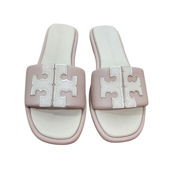 Tory Burch Double T Sport Slide New Cream / Spark Gold / Shell Pink Size 8.5 - Picture 7 of 16